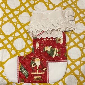 Customizable Christmas Stocking with Lace Trim